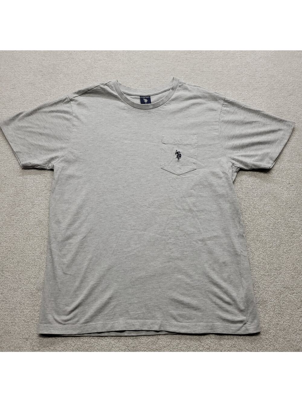 US Polo Assn Pocket T Shirt Mens Large Gray Short Sleeve Casual Tee